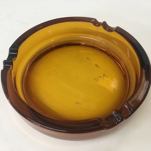 ASHTRAY, Glass - Amber Basic Round Large